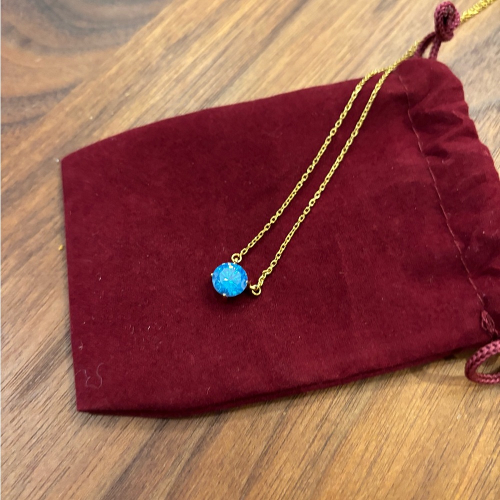 NWOT 18k Gold-Plated Necklace with 2ct Aquamarine Pendant